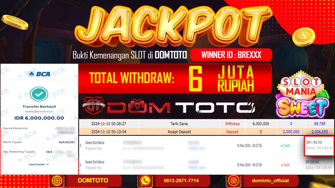 JACKPOT SLOT SWEET SLOT MANIA  10 NOVEMBER 2024